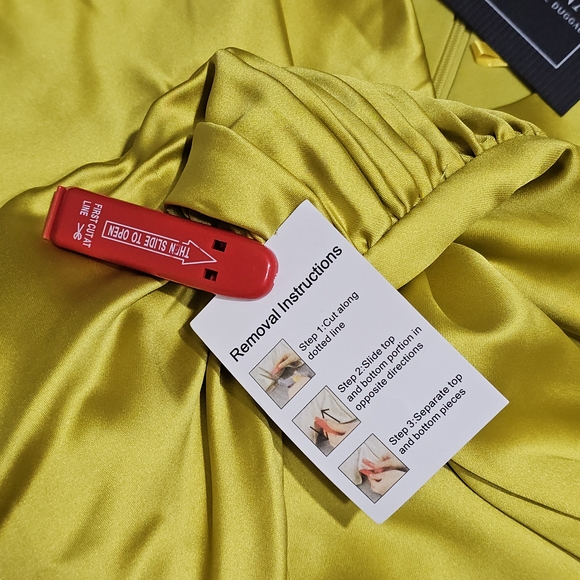 Mac Duggal Leena Satin Ruched V Neck Faux Wrap Midi Dress Womens Size 2 - Picture 4 of 5